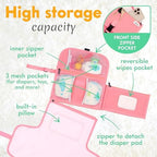 Kopi Baby Portable Diaper Changing Pad with Wipes Pocket, Premium Pink - Image 2