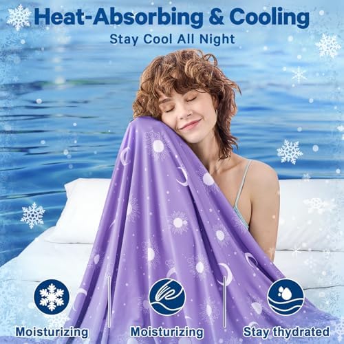 inhand Cooling Blanket Full Size (80"x90") - Double Sided Cooling Blankets for Hot Sleepers, Soft Lightweight Summer Blanket for Beach, Sofa Bed Couch, Room Decor, Gifts for Women Lavender Purple - Image 2