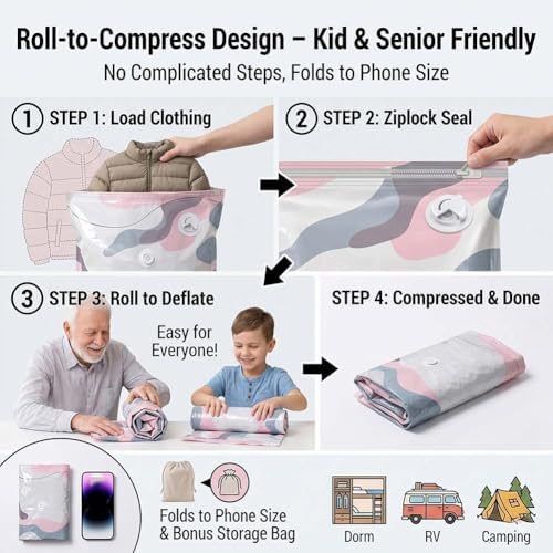 No Pump Vacuum Storage Bags,Thickened Stereoscopic No-Pump Vacuum Compression Bag,3d Compression Bags For Storage Press & Seal Large Capacity For Comforters, Blankets, Clothes & Closet (3PCS-Large) - Image 5