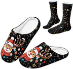 House Slipper and Socks Set for Women Warm Comfy Fuzzy Slipper with Crew Socks Plush Fuzzy Slippers for Indoor by Baxinh