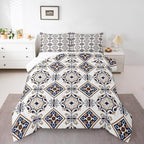 Erosebridal Mexican Talavera Tile Toddler Bedding Set,Mexico Style Tiles Comforter Set for Kids,Retro Vintage Floral Duvet Insert,Ethnic Geometric Bedroom Decor with 1 Pillowcase - Image 2