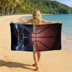Beach Towel Bag 2 in 1 Basketball Bath Pool Towels Backpack Match Game Stadium Arena Absorbent Beach Towel Soft Quick Dry Lightweight Packable Towels Drawstring Bag for Travel Camping Sports Picnic - Image 4