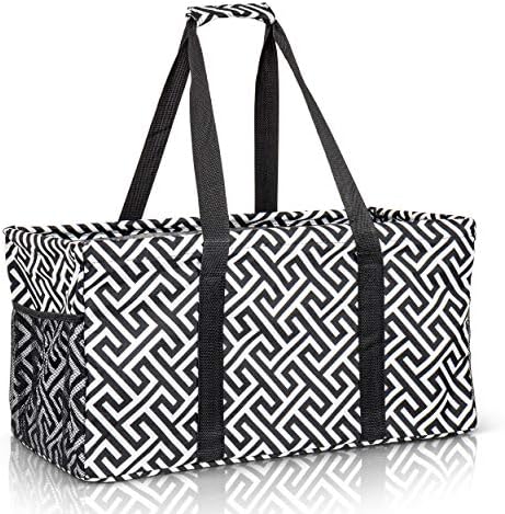 Extra Large Utility Tote Bag - Oversized Collapsible Beach Bag - Geo Black by Lucazzi