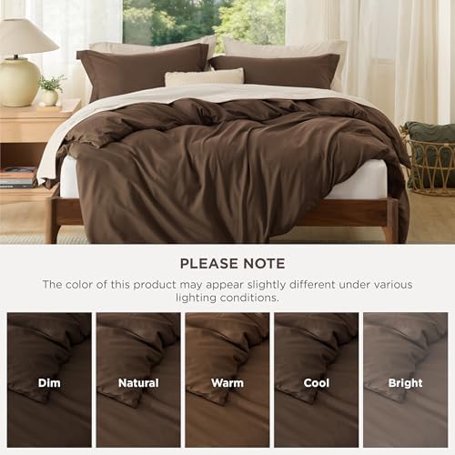 Bedsure Oversized King Duvet Cover, Double Brushed Bedding Set, Dark Brown - Image 5