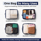 Soft Canvas Storage Bags with Zipper. Thick Breathable, 2pc King/Queen Comforter Organizer. Four Carrying Handles and Window. Large 25x19x9in Bag for Sheets Blankets Bedding Pillows, Clothes (Blue) - Image 7