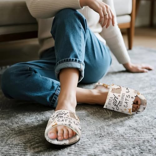 Jeiento Animal Cat Pattern Slippers for Women Lady Open Toe Slippers Soft Cushion Slip Resistant Spa Slipper for Hotel,Cozy Home Shoes - Image 2