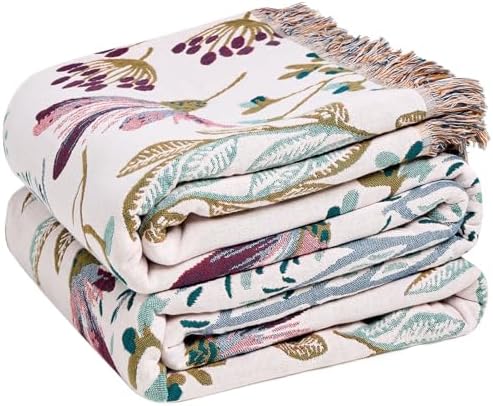 LUTBM Boho Throw Blanket for Couch 50"x60", Cotton Decorative Bed Throw by LUTBMFindYourFreeSpiritatHome