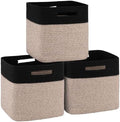 OIAHOMY Storage Cubes 11 Inch Storage Bin 3-Pack Square Basket Black&Brown by MasterofSpaceOptimization