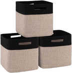 OIAHOMY Storage Cubes 11 Inch Storage Bin 3-Pack Square Basket Black&Brown by MasterofSpaceOptimization