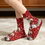 Jeiento Winter Fuzzy Slipper and Crew Socks for Women,Adult Slip-on Close Toe House Slipper,Flat Comfort home Slides - Image 2