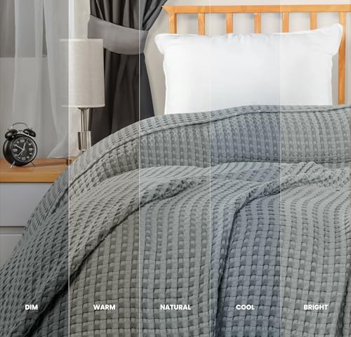 Utopia Bedding 100% Cotton Waffle Blanket Big Size Cool Grey, 120x120 Inch - Image 5