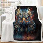 Eagle Sherpa Blanket Neon Animal Print Throw Blanket for Men Soft Warm Cozy 50x60 Inches Sharp Vision Design Gamer Room Bedroom Decor Focus Gift for Birthday Housewarming Anniversary - Image 6