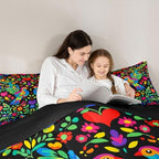Erosebridal Vintage Boho Floral Queen Comforter Set for Kids Girls Boys, Mexican Talavera Tiles Bedding Sets, Bohemian Wild Flowers Quilt Bed Set, Watercolor Flowers Room Decor - Image 6