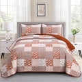 Mybedsoul Burnt Orange Boho Quilt Queen Size, Patchwork Fall Bedding Set by Mybedsoul