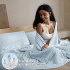 PHF Lightweight 100% Cotton Waffle Blanket for Bed, Queen, Sky Blue - Image 3