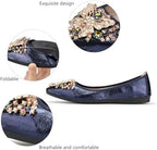 KUNWFNIX Women Ballet Flats Rhinestone Wedding Ballerina Shoes Foldable Sparkly Comfort Slip on Flat Shoes - Image 3