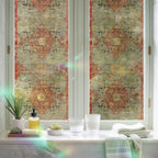 Red Blue Boho Window Privacy Film Rainbow Static Cling Stain Glass Window Film for Glass Door, Decorative Heat Blocking Sunroof Decal Sticker for Car 23.6"x78.7" Ehtnic Abstract Art Modern Geometric - Image 6