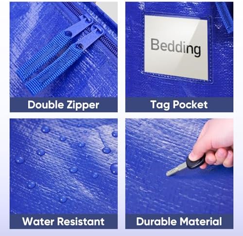 TICONN 8 Pack Extra Large Moving Bags with Zippers & Carrying Handles, Heavy-Duty Storage Tote Moving Boxes for Space Saving (8 PK, 18 Gallon) - Image 5