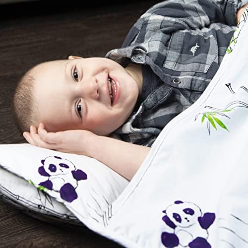JumpOff Jo Nap Mat for Kids - Cozy Kids Rest Mat with Removable Pillow and Ultra Soft Blanket for Preschool, Daycare, and Sleepovers - Playful Pandas - Image 6