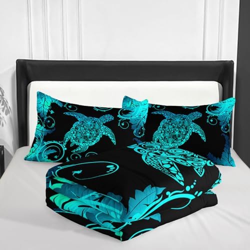 Nttopship Blue Sea Turtles Comforter Set, Full Size, 3-Piece (1 Comforter + 2 Pillowcases), Microfiber, Nautical, Animal Theme, Bedding Set - Image 3
