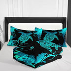 Nttopship Blue and Black Sea Turtles Comforter Sets Queen Size ， Bedding Sets for Kids,Oceans and Starfish Comforter Sets All Season 1 Comforter and 2 Pillowcases - Image 3