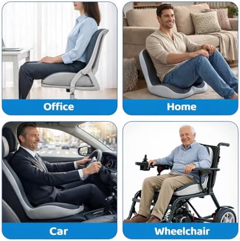 Seat Cushion and Lumbar Support for Office Chair & Car Seat, Memory Foam Ergonomic Design for Long Sitting, Sciatica Support & Tailbone Pressure Relief - Image 4