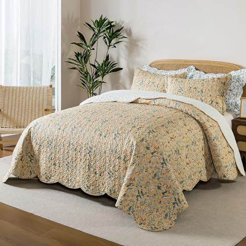 HoneiLife Queen Quilt Bedding Sets - Floral Quilt Bedding Sets 3-Piece 90x96, Microfiber Bedspreads Fall&Winter Coverlets for Queen Bed - Image 2