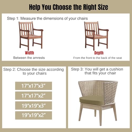 idee-home Outdoor Chair Cushions Set of 2, 17" x 17" D-Shaped - Image 4