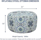 Outdoor Inflatable Stool Ottoman D31”xH14”, All Weather Portable Footrest Stool, Furniture Stool Ottomans for Home Garden Beach, Celadon Wreath - Image 2