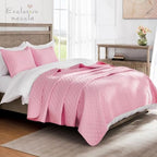 Exclusivo Mezcla Reversible King Size Quilt Bedding Set, Bright Pink - Image 2