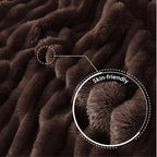 Exclusivo Mezcla Striped King Size Fleece Blanket for Bed, Coffee - Image 5