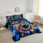 King Size Comforter Sets for Boys Kids,Racing Car Bedding Comforter Sets,Cars Bedding for Teens Men,Cars Lover Bedding,Cool Race Cars Quilt Bed Set with 1 Comforter 2 Pillowcases(Blue Red) - Image 2