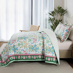 HoneiLife Floral Quilt Queen Size - Microfiber Quilt Sets 3-Piece, Spring Bedspreads Wildflower Coverlets Lightweight Bed Cover, King Quilt Bedding Sets Summer Quilts - Image 2