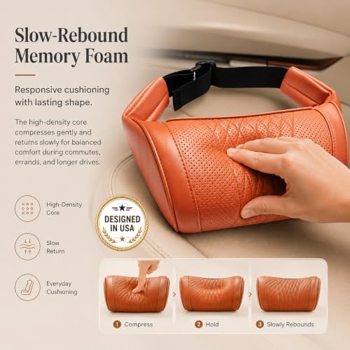 Memory Foam Car Headrest Neck Pillow-2 Pack，Orange - Image 3