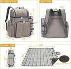 Picnic Backpack for 4, Insulated Cooler Bag with Blanket, BrushedKhaki - Image 2