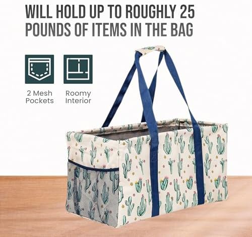 Extra Large Utility Tote Bag - Oversized Collapsible Beach Bag - Cactus - Image 5