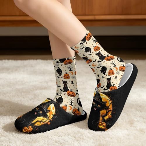 Jeiento Women's Fuzzy Slippers and Sock Set Warm Cozy Memory Foam House Shoes Soft Slip-on Slides Spa Slippers for Hotel - Image 2