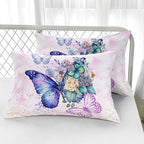 Nttopship Dream Purple Butterfly Comforter Set Twin Size for Adults 3Pcs,Flowers and Watercolor Butterflies Comforter for All Season Room Decor with 1 Comforter and 2 Pillow Case - Image 4