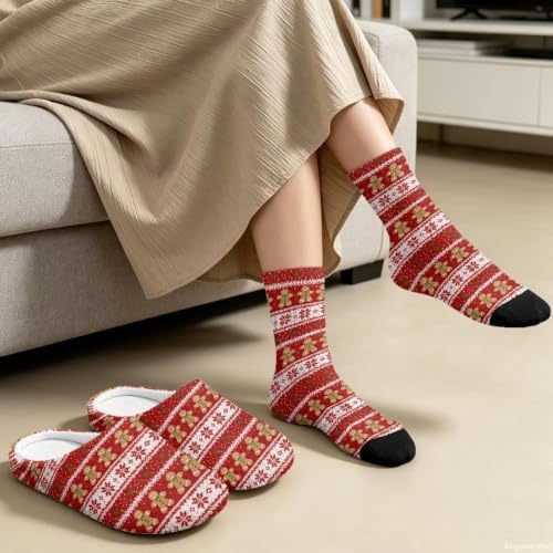 Fuzzy Slipper with Socks for Women Slip On House Slipper and Socks Set Cozy Fuzzy Slippers for Indoor - Image 4