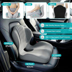 Memory Foam Seat Cushion with Lumbar Support Pillow for Truck Driver, Ergonomic L-Shaped Car Seat Cushion for Tailbone Pressure Relief, Non-Slip Chair Pad for Long Driving, Gray - Image 2