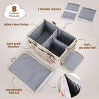 Diaper Caddy Organizer–Felt Storage Bin for Car & Bedside, Oatmeal - Image 3