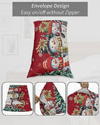 Red Snowman Christmas Pillow Cases Standard Size Set of 2, Xmas Tree Berry Microfiber Bed Throw Pillow Covers, Winter Snowflake Decorative Lumbar Pillow Cover with Envelope Closure for Sofa 20"x26" - Image 7