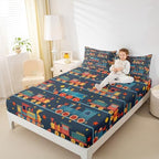 Erosebridal Vintage Train Fitted Sheet for Boys Girls Kids Cartoon Trains Twin Bed Sheets,Railroad Print Sheets Colorful Steam Engine Bedding Sets, No Top Sheet - Image 3