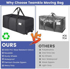 Heavy Duty Moving Bags with Wheels, 2-Pack 92L Foldable Rolling Duffle Bag - Image 5