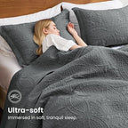 Love's cabin Quilts for Full Bed Dark Grey Bedspreads Bedding Set - Lightweight Bedspread Comforter - Coin Pattern Bedding Coverlet for All Season - 3 Pieces (1 Quilt, 2 Pillow Shams) - Image 5