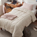 Bedsure Twin Comforter - Twin Duvet Insert for All Season, Ultra-Soft Quilted Down Alternative Comforter, Blanket for Bed, Prewashed Duvet Insert with 4 Tabs, Machine Washabl, Cream, 88x68 in by BEDSURE