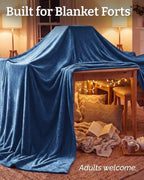 Fleece Blanket Oversized King - Ultra-Soft Flannel Blanket - Royal Blue - Image 5