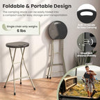 GYMAX Folding Stool, 28in Portable Collapsible Bar Stool with Handle & Steel Frame, 330lbs Sturdy Foldable Lightweight Metal Chair for Outdoor/Indoor Kitchen Home Bar, Assembly Free (Set of 1, 28inch) - Image 5
