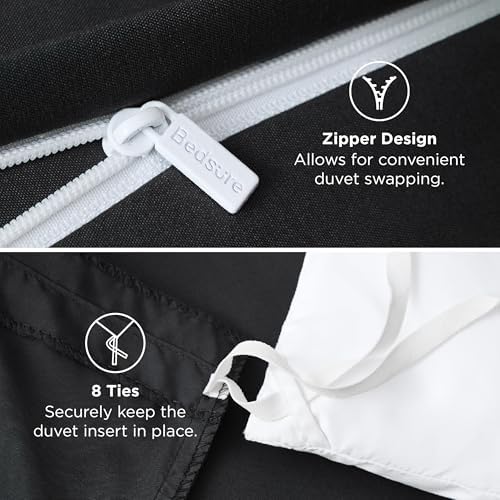 Bedsure Duvet Cover King Size, Soft Double Brushed Bedding Set, 3Pcs, Black - Image 6