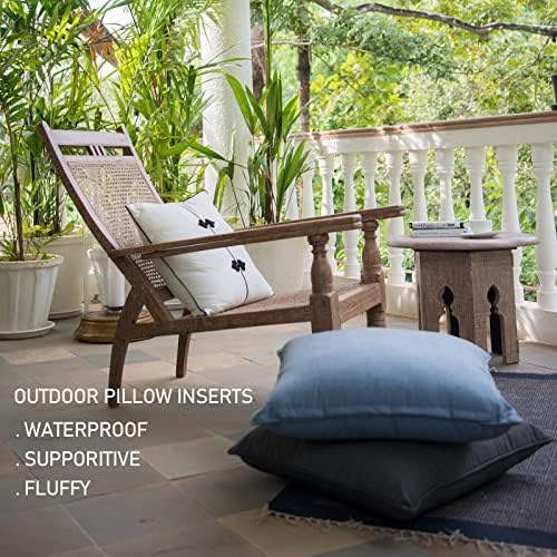 20 x 20 Outdoor Throw Pillow Inserts Set of 2 Waterproof Square Premium Decorative Couch Pillow Stuffers Form Large White Sofa Cushions Indoor - Image 2